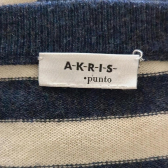 Akris Punto blue and white striped wool sweater size 12 - Picture 4 of 4